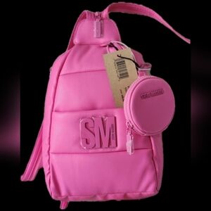 NWT ❗️ Steve Madden BJAYAA bright pink backpack/ sling small cute unique bag  wi